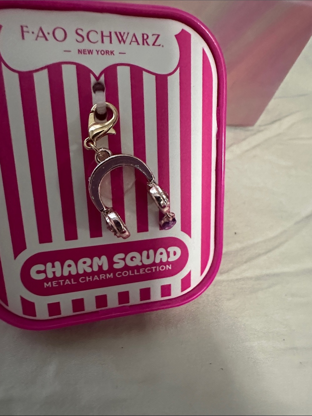 FAO Schwarz Charm Squad Pink Headphone Charm NWT